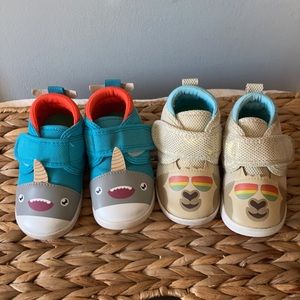 Lot 2 pairs ikiki sneakers size 5 toddler SMO friendly narwhal and dog! GUC
